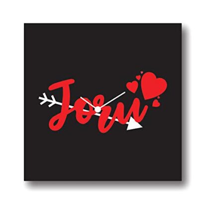 TheYaYaCafe Wood Joru Canvas Desk Clock (Black_6 Inch X 6 Inch)