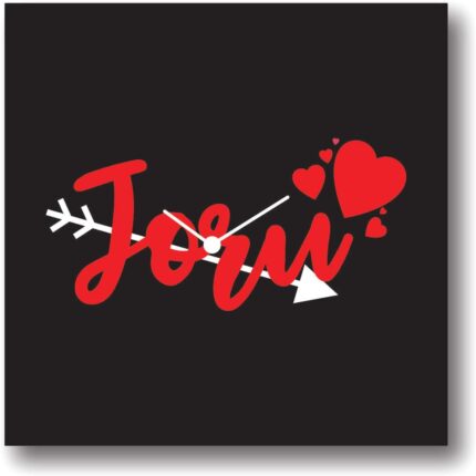 TheYaYaCafe Wood Joru Canvas Desk Clock (Black_8 Inch X 8 Inch)