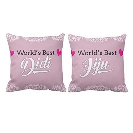 TheYaYaCafe Worlds Best Didi Jiju Ceramic Cushion Cover (12X12 Inches, Purple) - Set of 2 - Image 1