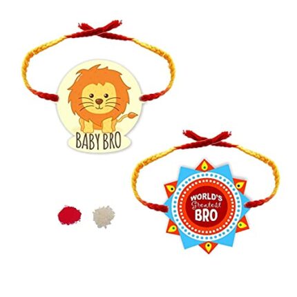 TheYaYaCafe Worlds Greatest Lion Baby Bro Printed Acrylic Rakhi Combo (Multicolour) - Set of 2 - Image 1