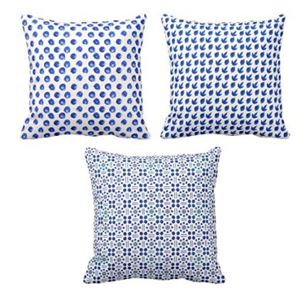TheYaYaCafe Yaya Cafe 12 x 12 inch Marvelous Charming Indigo Printed Cushion Covers Set of 3 for Home Sofa - Image 1