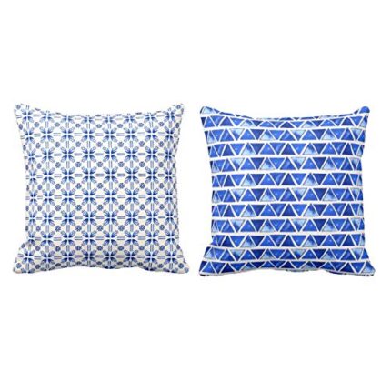 TheYaYaCafe Yaya Cafe 12 x 12 inch Splendid Classy Indigo Printed Cushion Covers Set of 2 for Home Sofa - Image 1