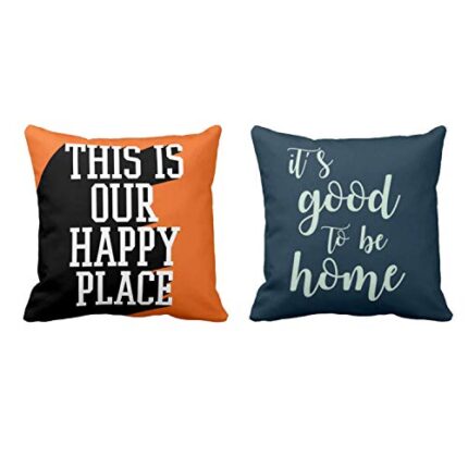 TheYaYaCafe Yaya Cafe 12x12 inches This is Our Happy Place Home Printed Cushion Covers Set of 2 Sofa - Image 1