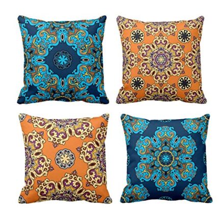 TheYaYaCafe Yaya Cafe 16 x 16 inch Year Gifts Charming Indigo Printed Cushion Covers Set of 4 for Home Sofa - Image 1