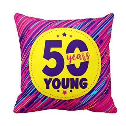 TheYaYaCafe Yaya Cafe 16X16 inches 50th Birthday Gifts, Cushion Covers 50th Years Young Printed - Image 1
