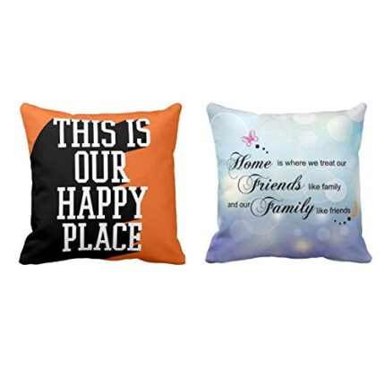 TheYaYaCafe Yaya Cafe 16x16 inches Home Friends Family Home Printed Cushion Covers Set of 2 Sofa - Image 1