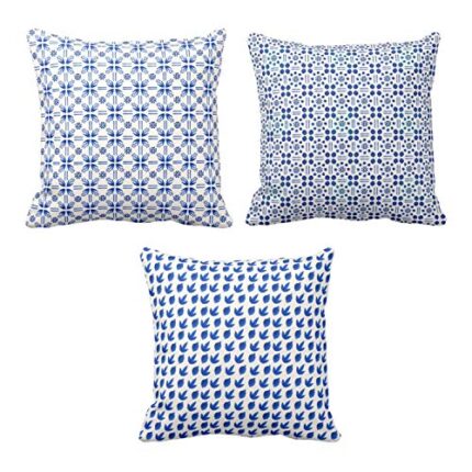 TheYaYaCafe Yaya Cafe 20 x 20 inch Splendid Angelic Marvelous Indigo Printed Cushion Covers Set of 3 for Home Sofa - Image 1