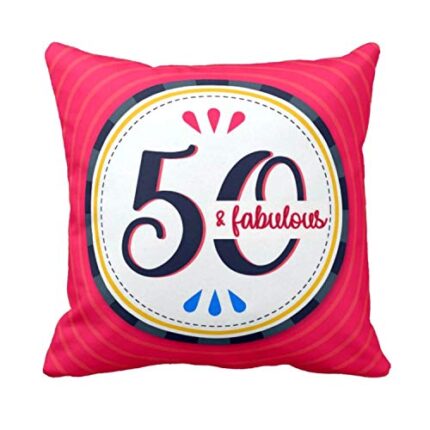 TheYaYaCafe Yaya Cafe 20X20 inches 50th Birthday Gifts, Cushion Covers 50th and Fabulous Printed - Image 1