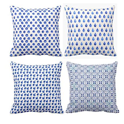 TheYaYaCafe Yaya Cafe 24 x 24 inch Charming Alluring Indigo Printed Cushion Covers Set of 4 for Home Sofa - Image 1