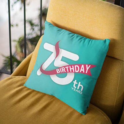 TheYaYaCafe Yaya Cafe 75th Birthday Gifts 75th Birthday Printed Cushion Cover (20 inch X 20 inch) - Image 1