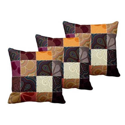 TheYaYaCafe Yaya Cafe Abstract Printed Canvas Cotton 16x16 inch Cushion Covers (Multicolour) -Set of 3 - Image 1