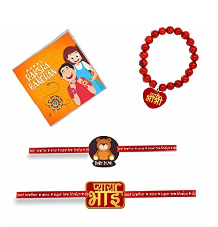 TheYaYaCafe Yaya Cafe Acrylic Printed Pyara Bhai Pyari Bhabhi Baby Boy Family Rakhi Set of 3 Raksha Bandhan - Image 1