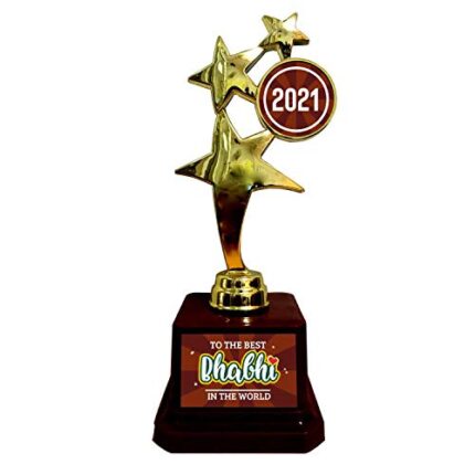 TheYaYaCafe Yaya Cafe Birthday Gift for Bhabhi Best Bhabhi in The World Trophy Award for Sister in Law - Star Golden - Image 1