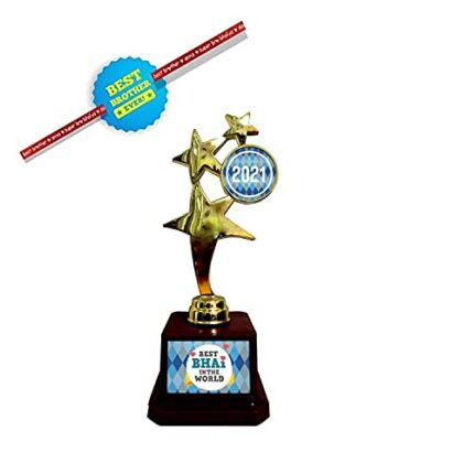 TheYaYaCafe Yaya Cafe Birthday Gift for Brother, Best Bhai in The World Trophy Award - Star Golden - Image 1