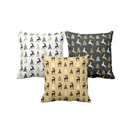 TheYaYaCafe Yaya Cafe Cushion Covers House Decoration 12 x 12 inches Set of 3 - Snowflakes Tree Reindeer Snowman - Image 1