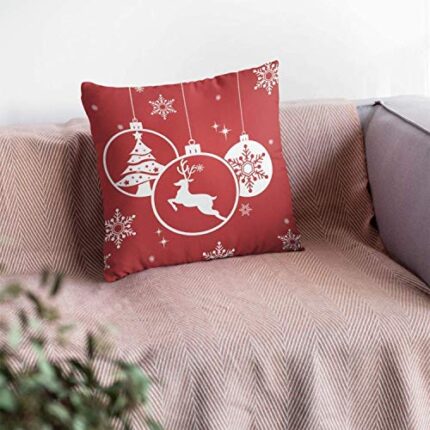 TheYaYaCafe Yaya Cafe Cushion Covers House Decoration 12 x 12 inches - Snowflakes Reindeer Snowman - Image 1