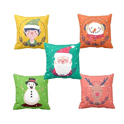 TheYaYaCafe Yaya Cafe Cushion Covers House Decoration 12X12 inches Set of 5 - Santa Claus Snowman - Image 1