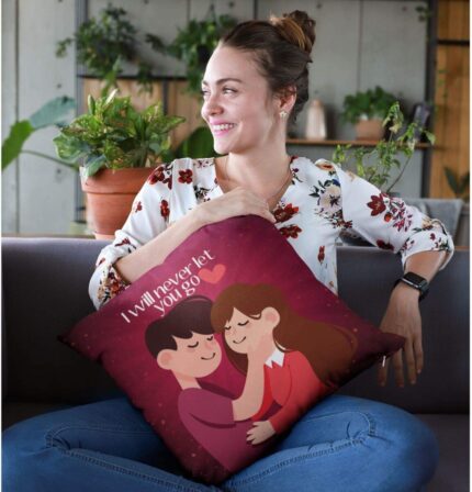 TheYaYaCafe Yaya Cafe Cute Couple Never Let You Go Love Printed Throw Cushion Cover - 20 x 20 inches - Image 3