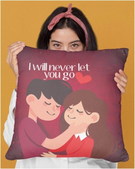 TheYaYaCafe Yaya Cafe Cute Couple Never Let You Go Love Printed Throw Cushion Cover - 20 x 20 inches - Image 5