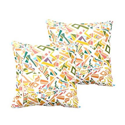 TheYaYaCafe Yaya Cafe Elegantly Abstract Printed Canvas Cotton Cushion Covers Home Sofa, 12x12 inches, Beige -Set of 2 - Image 1
