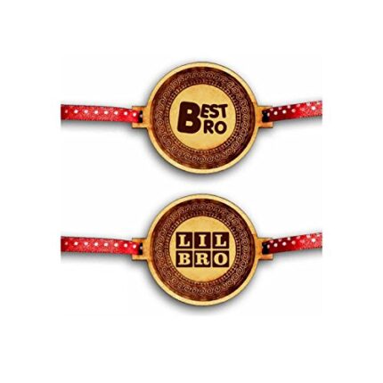 TheYaYaCafe Yaya Cafe Family Rakhi for Brother Set of 2 Engraved Best Lil Bro Brother Rakhi Raksha Bandhan - Image 1