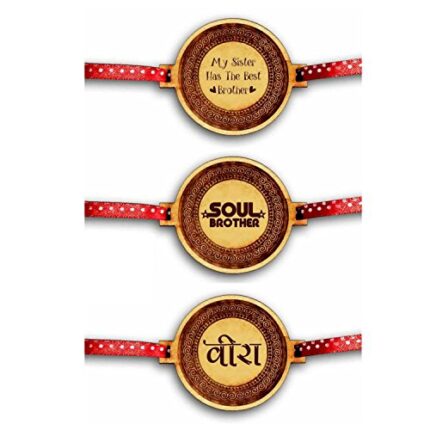 TheYaYaCafe Yaya Cafe Family Rakhi for Brother Set of 3 Engraved Soul Veera Brothers Rakhi Raksha Bandhan - Image 1