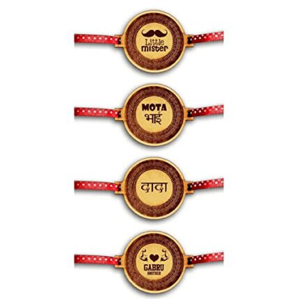 TheYaYaCafe Yaya Cafe Family Rakhi for Brother Set of 4 Engraved Dada Gabru Brothers Rakhi Raksha Bandhan - Image 1
