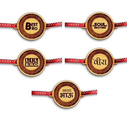 TheYaYaCafe Yaya Cafe Family Rakhi for Brother Set of 5 Engraved Best Lil Soul Brothers Rakhi Raksha Bandhan - Image 1