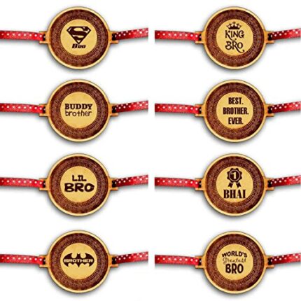 TheYaYaCafe Yaya Cafe Family Rakhi for Brother Set of 8 Engraved Worlds Greatest Super No. 1 Brothers Rakhi Raksha Bandhan - Image 1