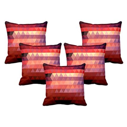 TheYaYaCafe Yaya Cafe Felicitously Abstract Printed Canvas Cotton Cushion Covers, 24x24 inches, Pink -Set of 5 - Image 1