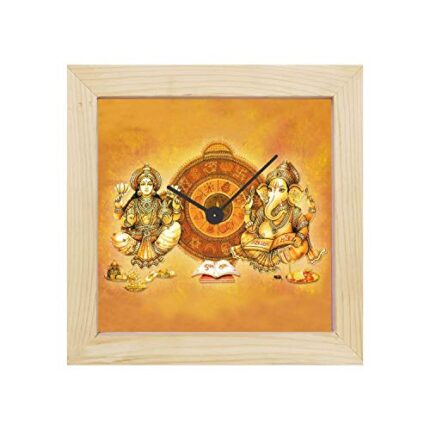 TheYaYaCafe Yaya Cafe Ganesh Chaturthi Gifts 6X6 Inches Desk Clock Shubh Labh Lakshmi Ganesha Canvas