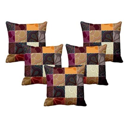TheYaYaCafe Yaya Cafe Gorgeous Abstract Printed Canvas Cotton Cushion Cover (24x24 inches, Multicolour) -Set of 5 - Image 1