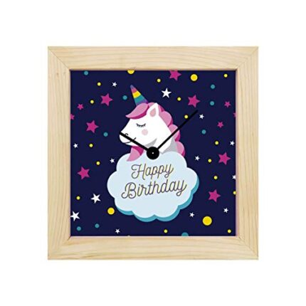 TheYaYaCafe Yaya Cafe Happy Birthday with Unicorn Birthday Gifts Couple Love Desk Clock - 6 x 6 Inches