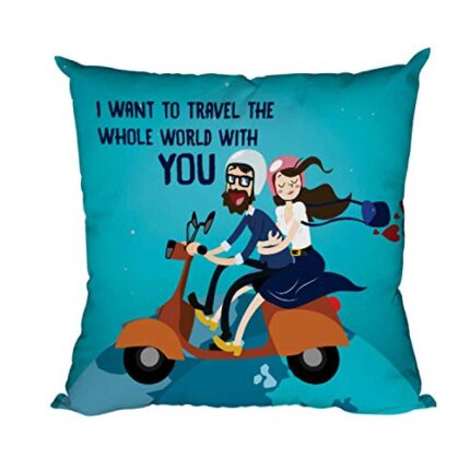 TheYaYaCafe Yaya Cafe I Want to with You Love Printed Throw Cushion Cover - 16 x 16 inches - Image 1