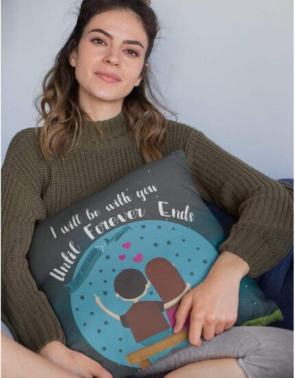 TheYaYaCafe Yaya Cafe I Will Be with You Love Printed Throw Cushion Cover - 20 x 20 inches - Image 3
