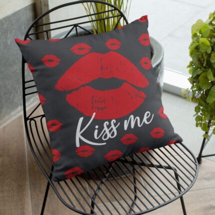 TheYaYaCafe Yaya Cafe Kiss Me Love Printed Throw Cushion Cover - 12 x 12 inches - Image 3