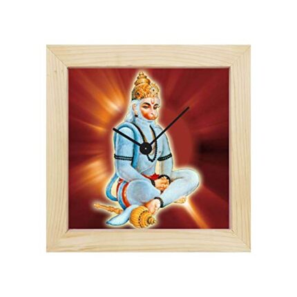TheYaYaCafe Yaya Cafe Lord Hanuman in Meditation Framed Wall Clock Religious - 10 x 10 inches