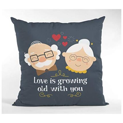 TheYaYaCafe Yaya Cafe Love is Growing Old with You Love Printed Throw Cushion Cover - 20 x 20 inches - Image 1