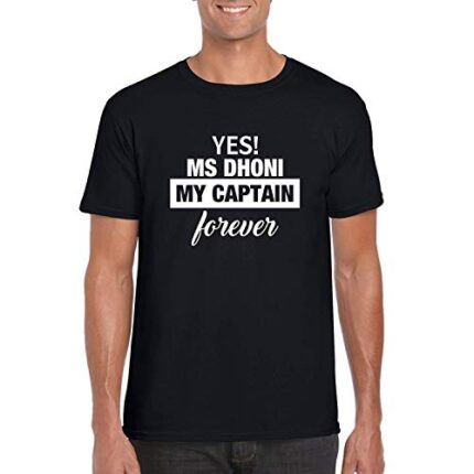 TheYaYaCafe Yaya Cafe Mens Cotton Regular Fit T-Shirt Half Sleeves Cricket World Cup Yes! Ms Dhoni My Captain Forever - Image 1