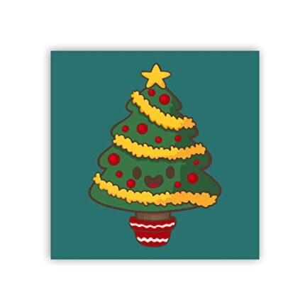 TheYaYaCafe Yaya Cafe, Printed Xmas Tree Fridge Magnets - Square - Image 1