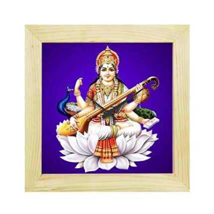 TheYaYaCafe Yaya Cafe Saraswati MATA with Peacock Desk Clock Religious