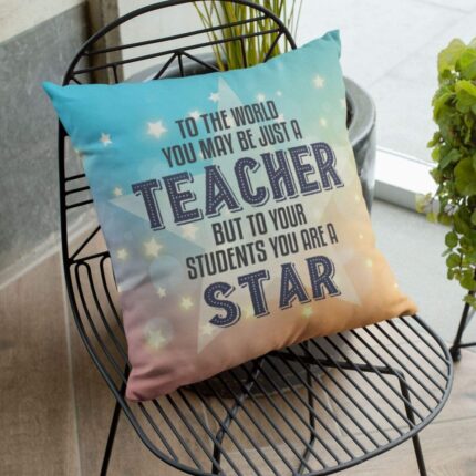 TheYaYaCafe Yaya Cafe Star Teacher Printed Canvas Cushion Cover, 20 X 20 inch (Multicolour) - Image 3