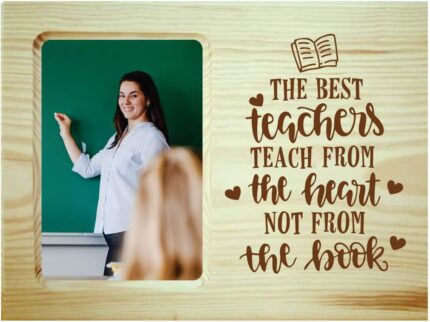 TheYaYaCafe Yaya Cafe Teachers Day Gifts Engraved Poem Photo Frame Wooden - Teacher Teach from Heart - Image 1