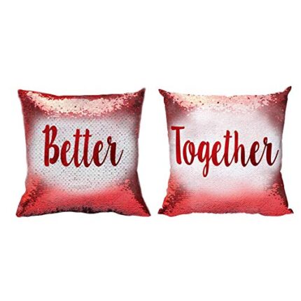 TheYaYaCafe Yaya Cafe Valentine Couple Gifts for Husband Wife Better Together Magic Sequin Cushion Covers Set of 2 Love Anniversary - 24 x 24 inches - Image 1