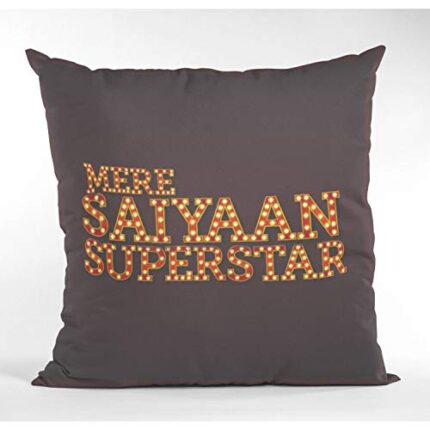 TheYaYaCafe Yaya Cafe Valentine Gifts for Husband Mere Saiyaan Superstar Love Cotton Cushion Cover, 20x20 inches (Black) - Image 1