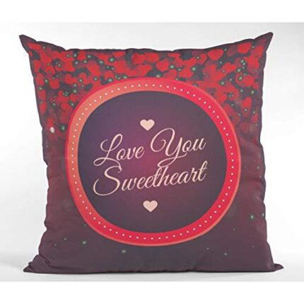 TheYaYaCafe Yaya Cafe Valentine Gifts for Wife Girlfriend Love You Sweetheart Love Cotton Cushion Cover 12x12 inches (Maroon) - Image 1