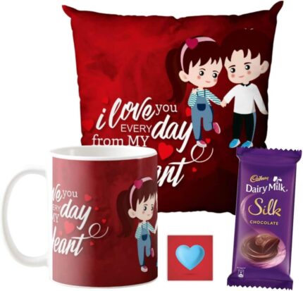 YaYa cafe Valentine Gifts Love is Growing Old with You Combo for Husband Wife Mug, Fridge Magnet,15 Dairy Milk Chocolate Love is Growing Old with You, with Card Coaster - Image 5