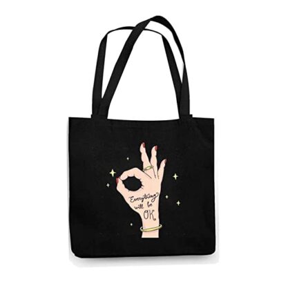 TheYaYaCafe Cotton Black Tote Bag|Multipurpose bag|Lightweight - Image 9