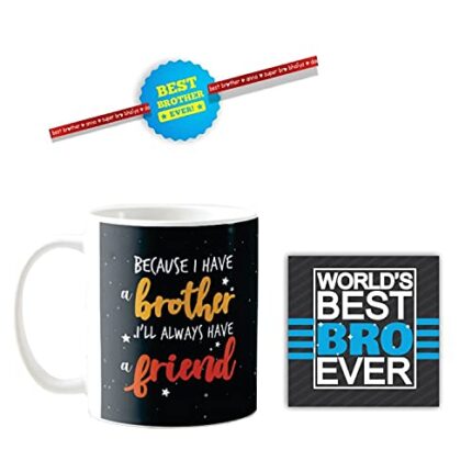 TheYaYaCafe Rakhi Gifts, Little Brother is Protected by Big Sister Mug, Coaster Combo Raksha Bandhan - Image 6