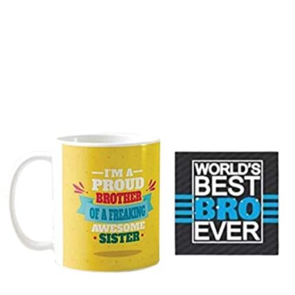 TheYaYaCafe Rakhi Gifts, Little Brother is Protected by Big Sister Mug, Coaster Combo Raksha Bandhan - Image 8